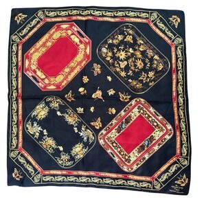 Historical Society‎ of Early American Decoration Silk Scarf Butterfly Floral 35"